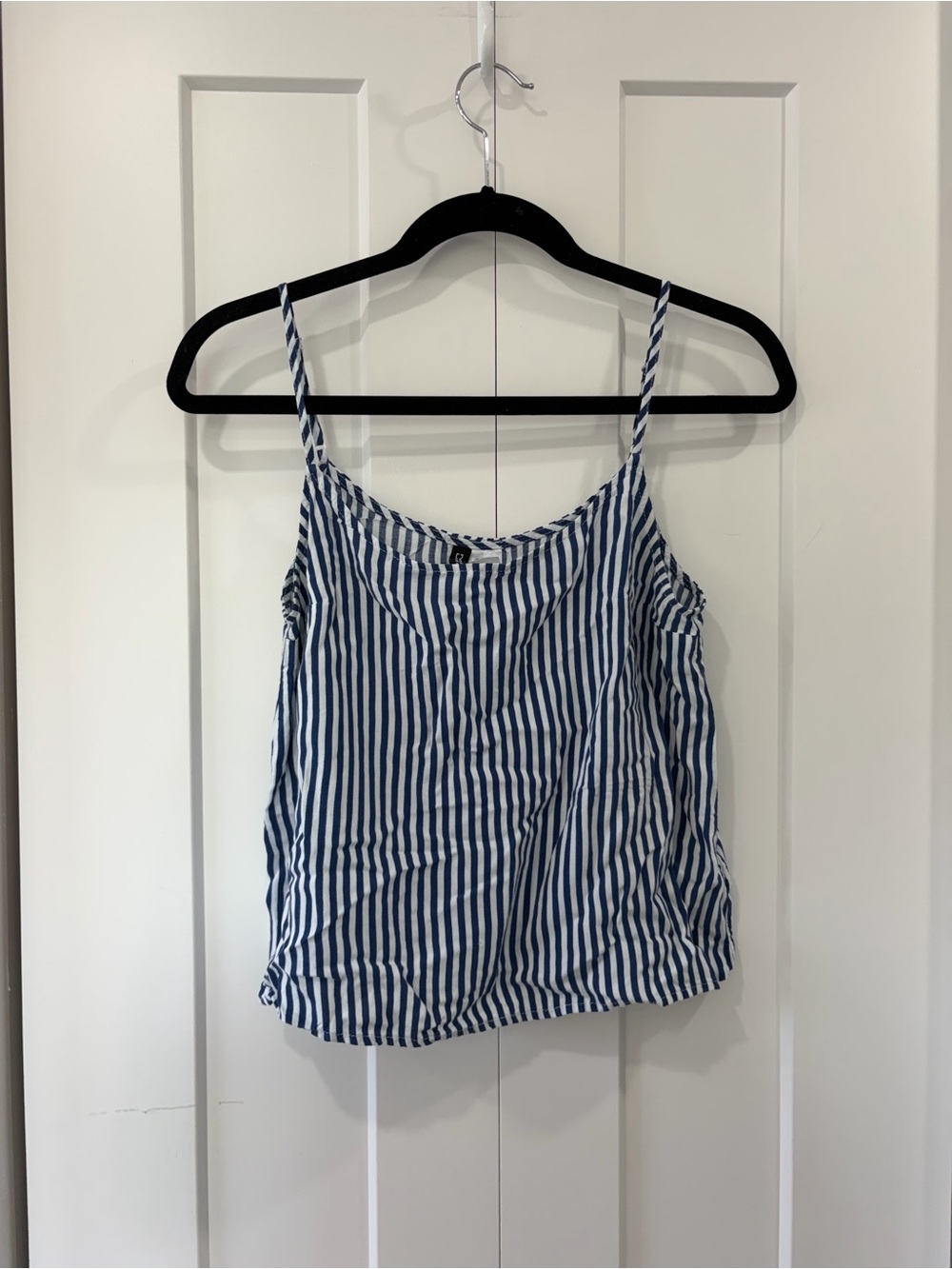 Divided Blue and White Striped Spaghetti Strap Camisole